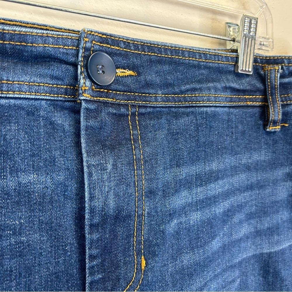 Oat New York Dark Blue Wide Leg Womens 16W Jeans High Rise Frayed Hem 2X 3X Plus - Picture 8 of 11
